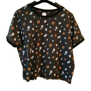No Boundaries Daisy Short Sleeve Crop Top Women's Size 3X Black